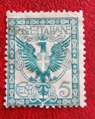 Regno 1901- 5 ct verde azzurro MH