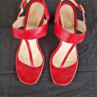 Sandali infradito rossi in pelle