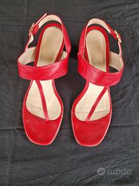 Sandali infradito rossi in pelle