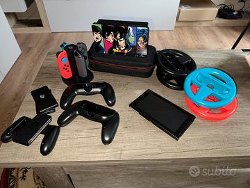 Nintendo Switch 1 con diversi accessori