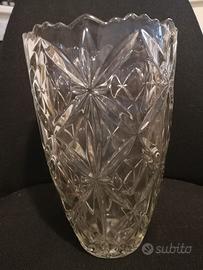 Vaso in vetro pressato art decò altezza 30 cm