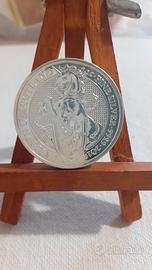 2 ONCE QUEENS BEASTS UNICORNO 2018 ARGENTO  999