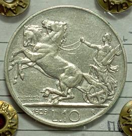 10 Lire Biga 1929 due rosette 