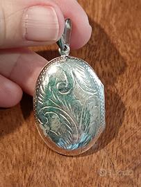 Ciondolo porta foto Ovale in Argento 925