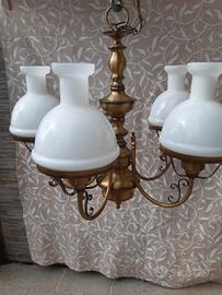 Lampadario a 5 luci in ottone. Vintage 