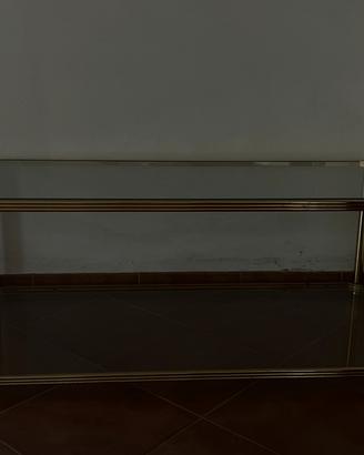Tavolo da fumo vintage in ottone  e vetro fume