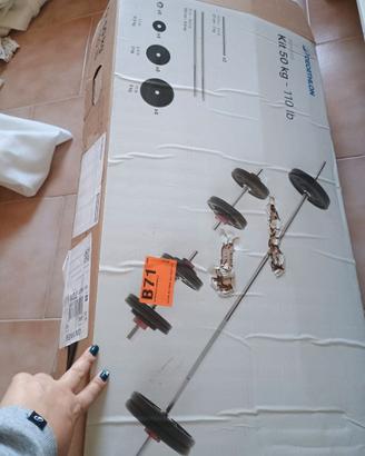Kit manubri e bilanciere palestra 50kg CORENGTH