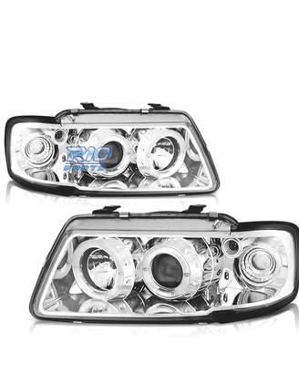 FARI PER AUDI A3 8L 96-00 ANGEL EYES FONDO CROMATO