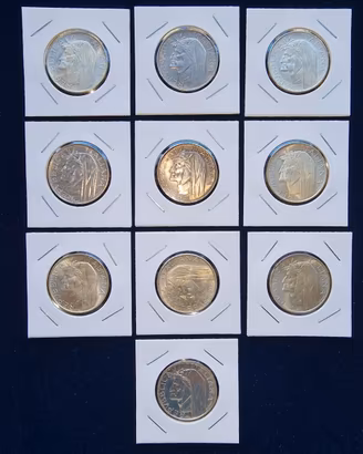 10 Monete 500 Lire Argento 1965 Dante Aligheri
