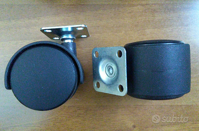 20 Rotelle 60mm Piroettanti con Piastra Fissaggio