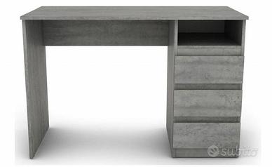 Scrivania 110x55 colore cemento con cassetti