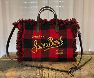 Borsa -  Tote bag MC2 Saint Barth in tartan rosso/