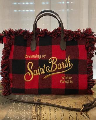 Borsa -  Tote bag MC2 Saint Barth in tartan rosso/
