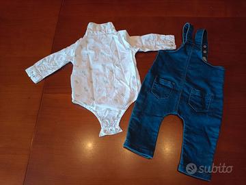 Completo Fagottino salopette + camicia 3/6mesi