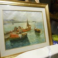 Quadro su tela golfo di napoli castel dell'ovo