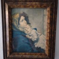 Stampa vintage madonna con bambino cornice radica