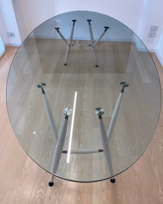 Tavolo in vetro temperato ovale MATTEO GRASSI