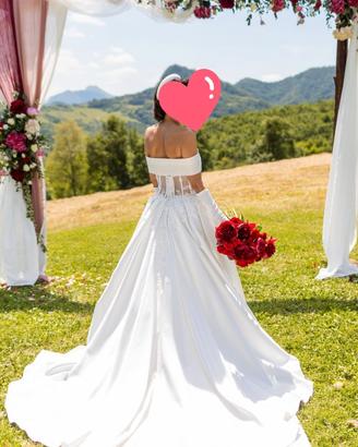 Abito da sposa in mikado bianco ottico 36/38