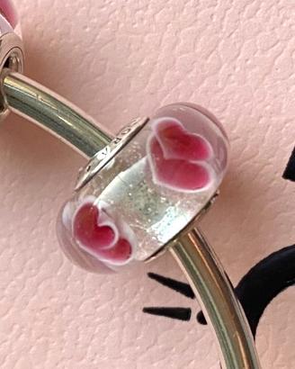 Charm murrina pandora con cuori, nuova