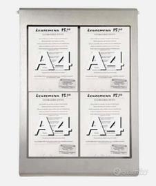 Espositore Porta menu con luci 4 Fogli A4 Acciaio