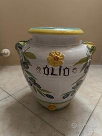 Grande orcio da olio in ceramica decorata a mano