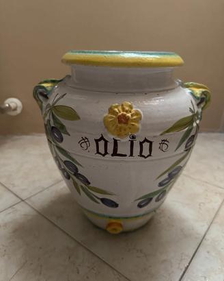 Grande orcio da olio in ceramica decorata a mano
