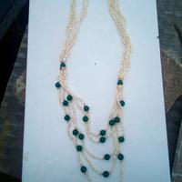 Collier 5 fili con perle di fiume e agata Anni 90