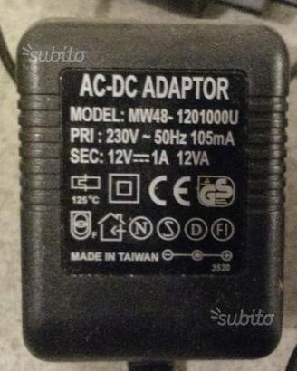 Alimentatore Trasformatore 220V->12Vcc 1 Ampere