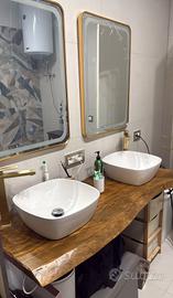 piano lavabo in legno massello 