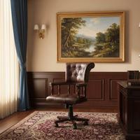 Sedia scrivania con spalliera capitonne' in pelle