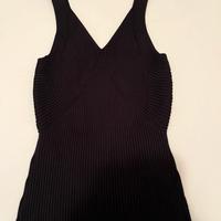 Zara top maglia a coste nero, tg. M nuovo