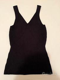 Zara top maglia a coste nero, tg. M nuovo