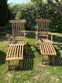 Sedie a sdraio teak complete di cuscini
