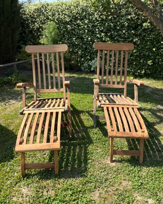 Sedie a sdraio teak complete di cuscini