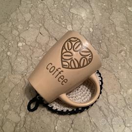 Tazza Mug ceramica e Presina lav. mano, Nuove !