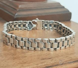 bracciale uomo maglia rolex argento 925 snodato