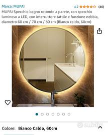 Specchio bagno NUOVO rotondo 60cm touch led