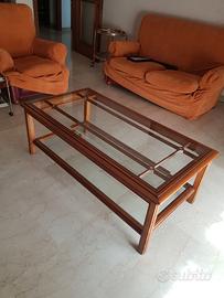 tavolino vetro e legno