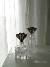 Coppia bottigliette design cristallo e argento