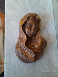 Madonna con Gesù bambino in gesso dorato appendibi