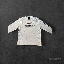 Maglia Hollister Bianca a Maniche Lunghe | XL