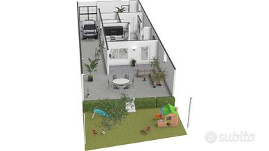 Quadrivano trilivelli con giardino