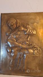 lastra in bronzo Edward Jenner vaccina il  figlio 