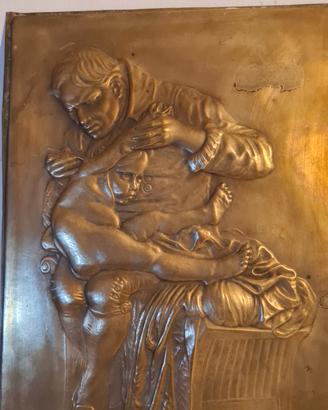 lastra in bronzo Edward Jenner vaccina il  figlio 