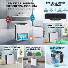 Deumidificatore Smart 3L - Alta Efficienza, Basso