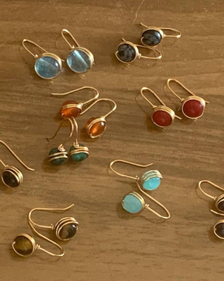 Orecchini pendenti in Rame e pietra dura naturale