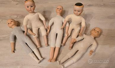 Bambole In Ceramica e Corpo In Stoffa