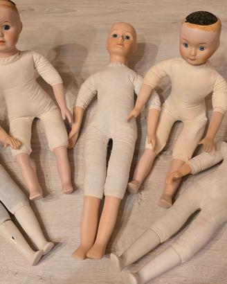 Bambole In Ceramica e Corpo In Stoffa