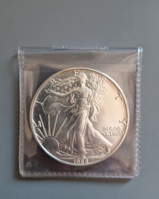 1 Oncia 1 Dollaro USA 1988 Argento 999 del 1988