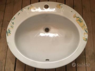 Lavabo da incasso soprapiano ceramica bianca nuovo